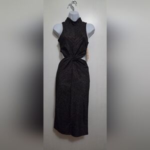 Gianni Bini Elegant Black Sparkly Sleeveless Dress With Cut-outs XS NWT